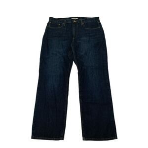 Wrangler Mens Premium Quality Straight Jeans Size 38X30 Blue Mid Rise Dark Wash
